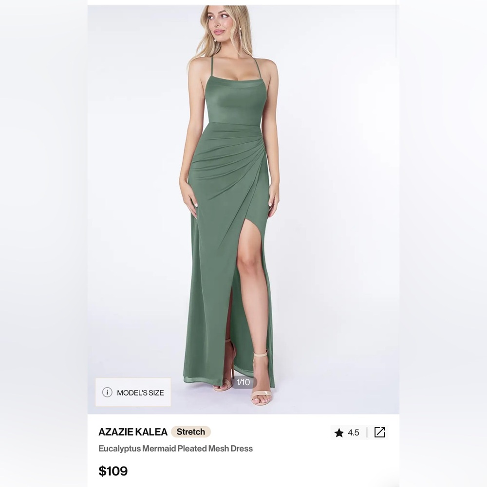 Azazie Kalea Eucalyptus Bridesmaids Dress in size 4